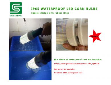IP65 waterproof test video of led corn bulbs on Youtube